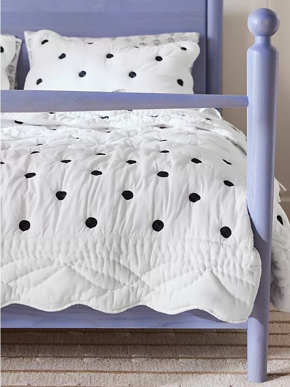 Anthropologie White Comforter with Black Polka Dots + Pillow Shams